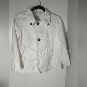 Christopher & Banks White Pea Coat with Black Buttons